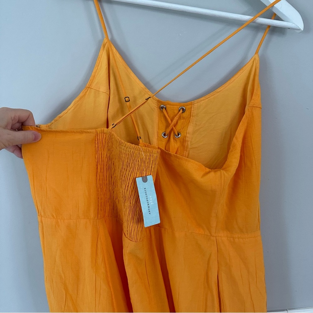 Maeve Anthropologie Orange Lace-up Full Skirt Sundress 1 X - Picture 8 of 13
